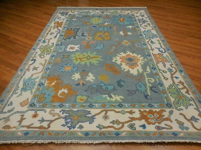 Turkish Oushak Rug,Modern Multicolored Area Rug,Handmade Bohemian Rug 6x9 Ft - Image 1 of 4