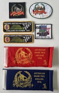 Vintage 1990 F1 Adelaide Grand Prix Sew On Cloth Patches & Stubby Holders Unused - Picture 1 of 10