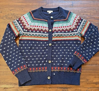 Cárdigan Suéter Crewcuts Fair Isle Niñas XL 12/14 Lana de Cordero Cerezas Colorido Foto 1 de 4