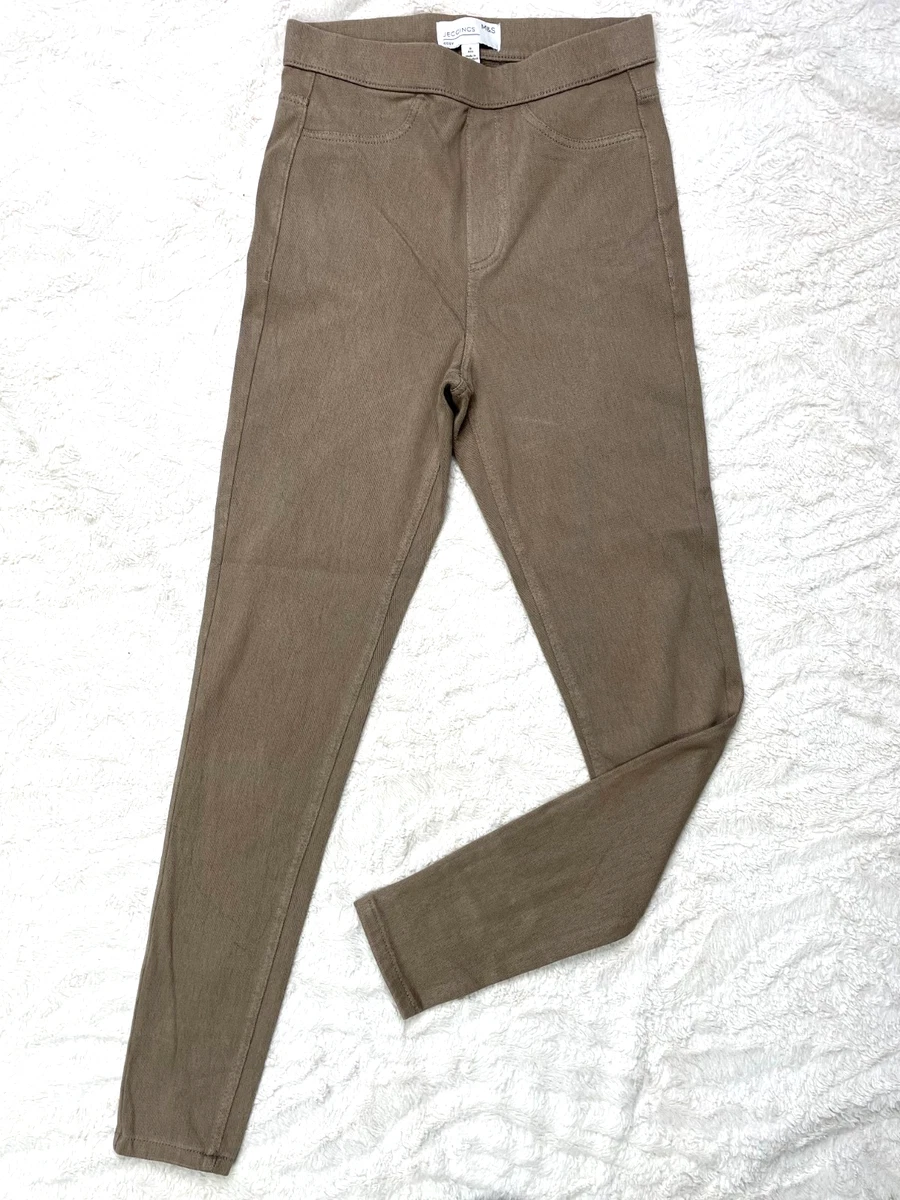 Women's High Waisted Jeggings - Premium Stretch Denim-Look Leggings, Cotton Blend (Brown, Size 12-18) - View #12