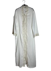 Beach Things Vintage Kaftan Crochet Trim Hooded Lounge Maxi Dress Boho Size S/M - Picture 1 of 10
