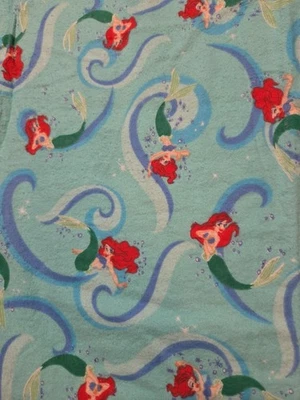 DISNEY MERMAID SEASIDE FUN WAVE  100% COTTON FLANNEL FABRIC  70x41 INCHES - Image 1 of 4