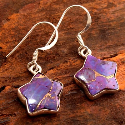 Simulated Turquoise Gemstone 925 Silver Birthday Gift Earring Jewelry - Image 1 of 2