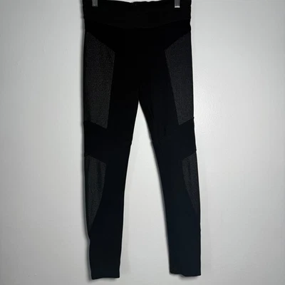 Leggings elásticos BCBGMAXAZRIA negros con paneles brillantes para mujer talla S Foto 1 de 4