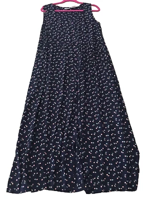 Vestido midi Moda International para mujer talla XL azul marino con bolsillos florales sin mangas nuevo sin etiquetas Foto 1 de 4