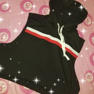 Never Worn Junior Womens Flirtitude Active XL Black Sleeveless Stripe Hoodie - Picture 1 of 9