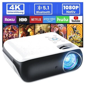 Tragbarer 4K Full HD Beamer Heimkino Projektor Bluetooth HDMI USB - Bild 1 von 11