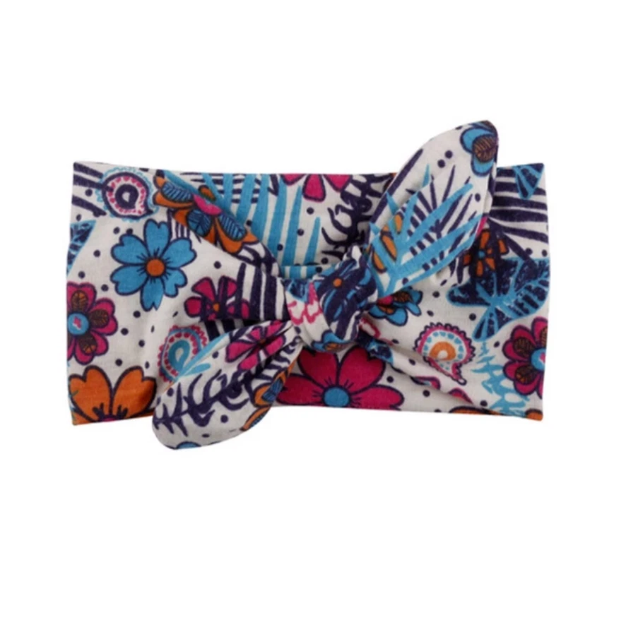 Cotton Elastic Hairband Spring/Summer Colors Stretch Turban Flower Baby Headband - Image 1 of 1