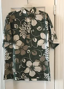 Camicia manica corta Kahala stampa hawaiana verde collo abbottonato X-Large - Foto 1 di 9