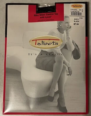 Nuevo de Lote Antiguo Talbots Talla C Sedoso Transparente Control Top 20 Denier Pantimedias NEGRAS EE. UU. Foto 1 de 4