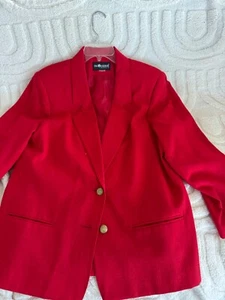 VTG SAG HARBOR CHERRY RED Linen BLAZER two  BUTTONs Gorgeous 20  w - Picture 1 of 6