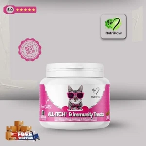 NutriPaw All-Itch Immunity Treats For Cats - Soothe Itchy Paws, Eyes, Ears, Skin - Picture 1 of 9