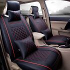 5-Seats Black Red Leather Seat Cover Car SUV Front+Rear Cushions Set