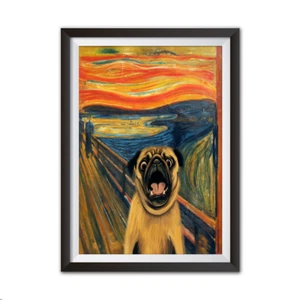 EDVARD MUNCH, THE SCREAM PUG DOG STYLE. FUNNY PUG DOG A4 PRINT - Picture 1 of 1