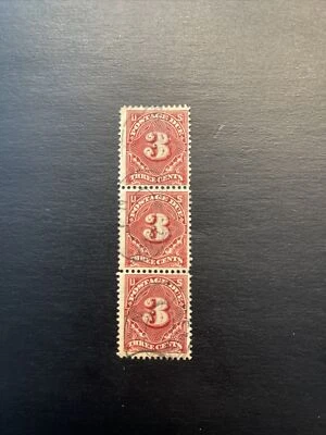 US Postage Due Stamp # J47 Used Vertical Strip Of 3 - Image 1 of 2