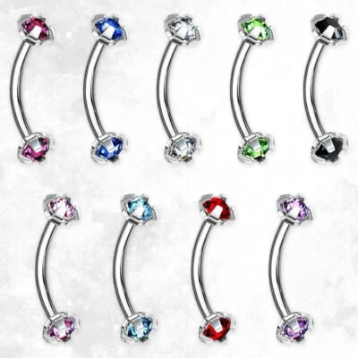 Anillo de cejas curvado con barra doblada 16G cristal circonita cúbica ojos de serpiente piercing joyería 8 mm Foto 1 de 3