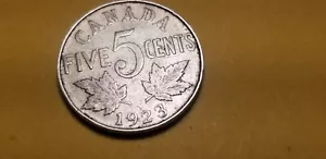 Canada 1923 5 Cent Coin Nickel. - Picture 1 of 2