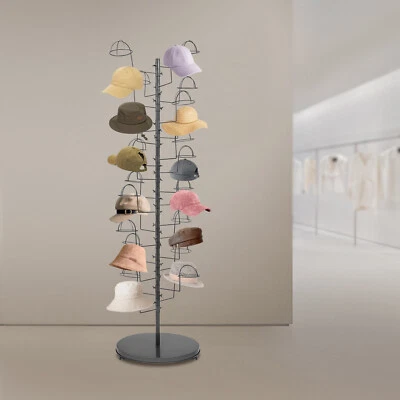 Metal Hats Display Stand Hat Storage Stand With 30 Hooks Freestanding Hat Rack - Image 1 of 4
