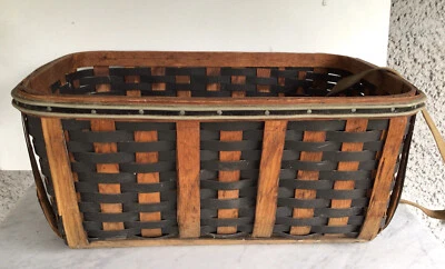 Antique Large Splint Woven Gathering Trunk. Laundry Shipping Crate Basket RARE - Image 1 of 4