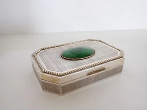 Art Deco Sterlingsilber grüne Guilloche Emaille Klappbox Cooke & Kelvey 13 Oz - Bild 1 von 12