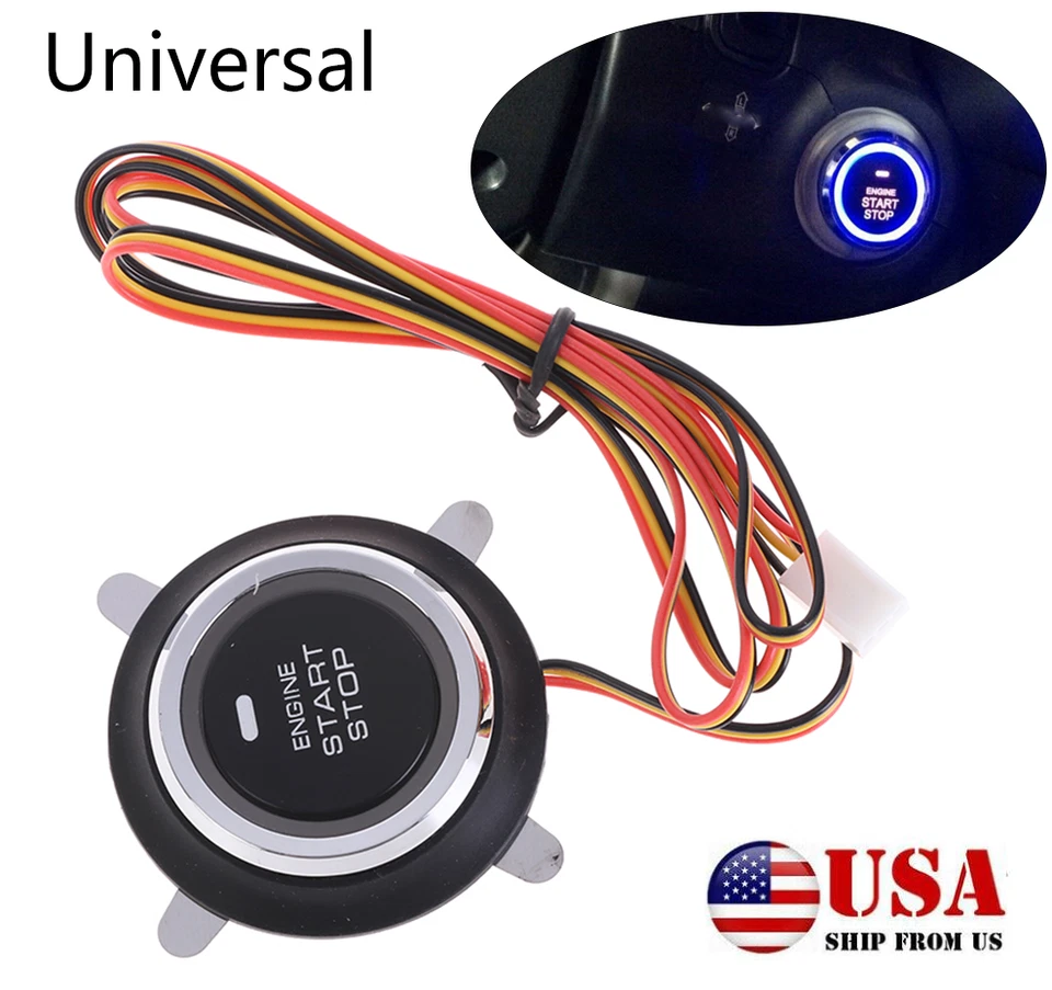 Car Ignition Switch Engine Start Push Button For Keyless Entry& Push Starter Kit - Image 1 of 4