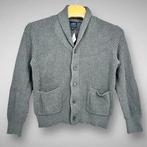 J Crew Shawl Collar Cardigan Mens Large Sweater Gray Chunky Knit Pockets NWT NEW - Picture 1 of 6
