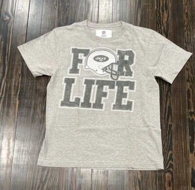 NFL New York Jets For Life Graphic Print T Shirt Mens Medium Gray Cotton - Image 1 of 4