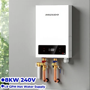 MIZUDO 8kW Electric Tankless Water Heater - Compact & Efficient (240V) - Picture 1 of 12