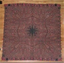 Large 71" Square Antique Paisley Shawl with Some Wear, Tears and Repairs, AS IS