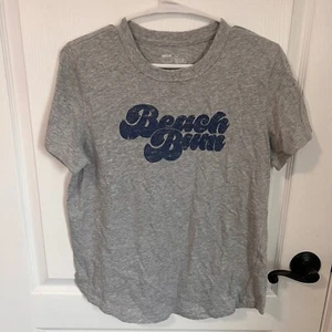 Aerie Beach Bum Graphic Tee Kurzarm Freizeit Oberteil meliert grau Größe S/P neu ohne Etikett - Bild 1 von 7