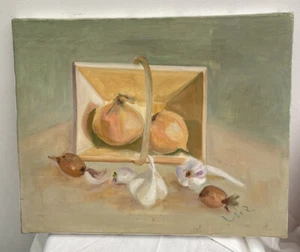Original Painting French Still-life Pastel Basket Onions Provence Art 16x13” - Picture 1 of 16