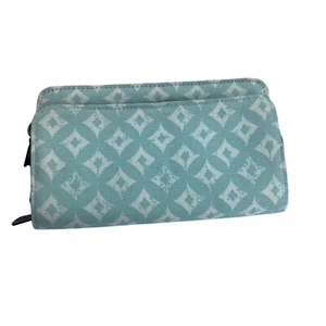 Cartera Treinta y Un Diamante Estampado Cuadrados Brillantes Azul Claro Blanco Sin Correa - Imagen 1 de 8