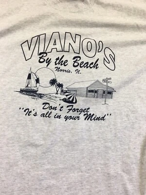 Vintage T Shirt Viano’s By The Beach Norris Size XXLarge Gray  - Image 1 of 4