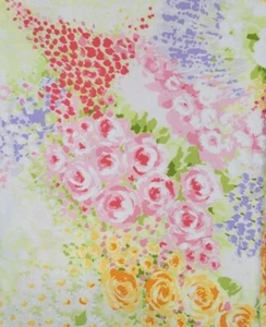 Pastell Blumen Baumwollstoff Hergestellt in Japan Rosa Grün Orange Lavendel 3,5 + Yards - Bild 1 von 5