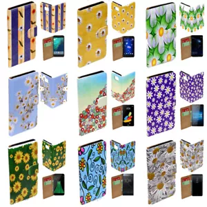 For Sony Xperia Series - Daisy Flower Theme Print Wallet Mobile Phone Case Cover - Picture 1 of 10