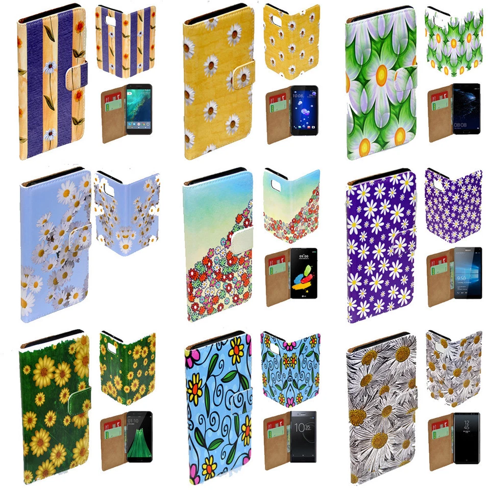 For Sony Xperia Series - Daisy Flower Theme Print Wallet Mobile Phone Case Cover - image 1 of 1