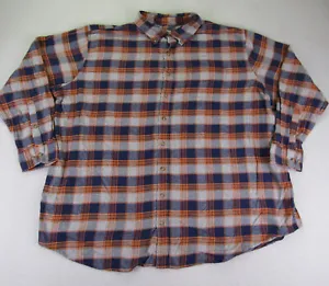Harbor Bay Shirt Mens 3XLT 3XL Tall Blue Orange Gray Plaid Flannel Button Up - Picture 1 of 9