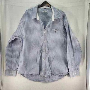 US Polo Assn Shirt Mens Size 2XL Blue Striped Cutaway Collar Long Sleeve - Picture 1 of 11