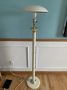 Vintage Floor Lamp Saucer Spaceship Cream WORKS 1980’s - Picture 1 of 10