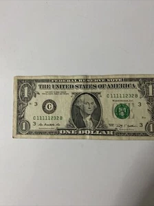 Fancy Serial Number One Dollar Bill Solid 5 of a Kind  Note - Picture 1 of 6