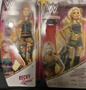 Signed CHARLOTTE Flair Becky Lynch WWE Diva Superstars Doll Wrestling NEW Mattel