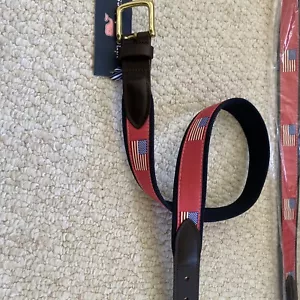 NWT VINEYARD Vines USA FLAG Canvas/ Leather Men's Belt Size 32 - Picture 1 of 5