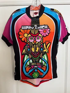 World Jerseys Hippi Chick Biker Chick 3/4 Zip Cycling Jersey Womens Size Medium - Picture 1 of 8