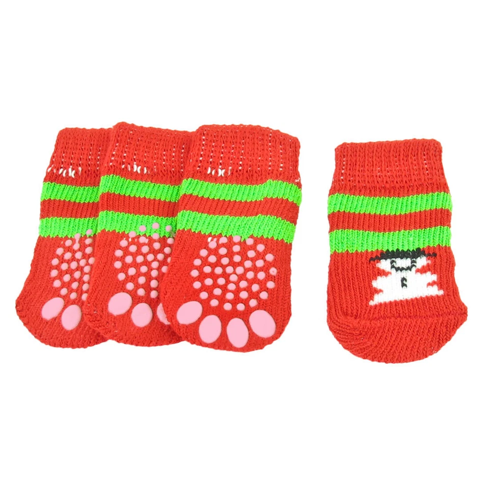 2 pares de meias elásticas antiderrapantes estampadas boneco de neve verde vermelho cachorro P - Imagem 1 de 1