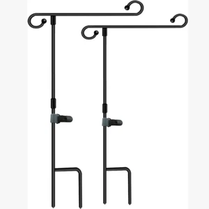 2 Pack Garden Flag Pole Stand Holder with Flag Stopper and Clip Waterproof - Picture 1 of 8