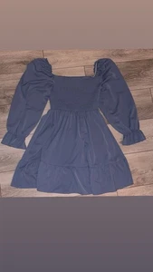 Vestido sin hombros descubiertos azul talla grande hasta la rodilla  - Imagen 1 de 5