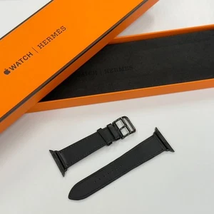 Hermes Apple Watch Armband Schwarz Swift Leder Single Tour Strap 40mm 41mm 42mm - Bild 1 von 8