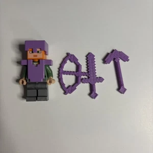 LEGO Minecraft Alex MIN055 - Lavender Helmet, Armor & Sword from SET 21136, 2017 - Picture 1 of 2