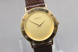 [Near MINT] Vintage Gucci 3000.2.M Gold Dial Quartz 33mm Men's watch Swiss Made - Bild 1 von 10