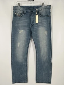 Diesel Larkee Straight Leg Regular Fit Medium Wash Distressed Jeans Size 34x32 - Picture 1 of 10